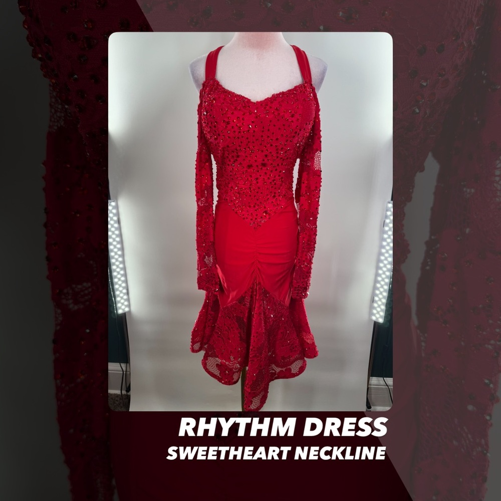 EUC Sweetheart Neckline Red Rhythm Dress
